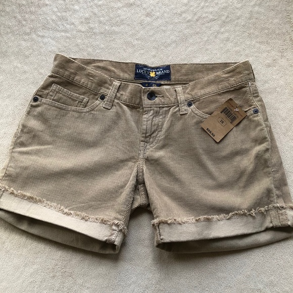 Lucky Brand Khaki Corduroy Roll-cuffed Shorts - Picture 1 of 9